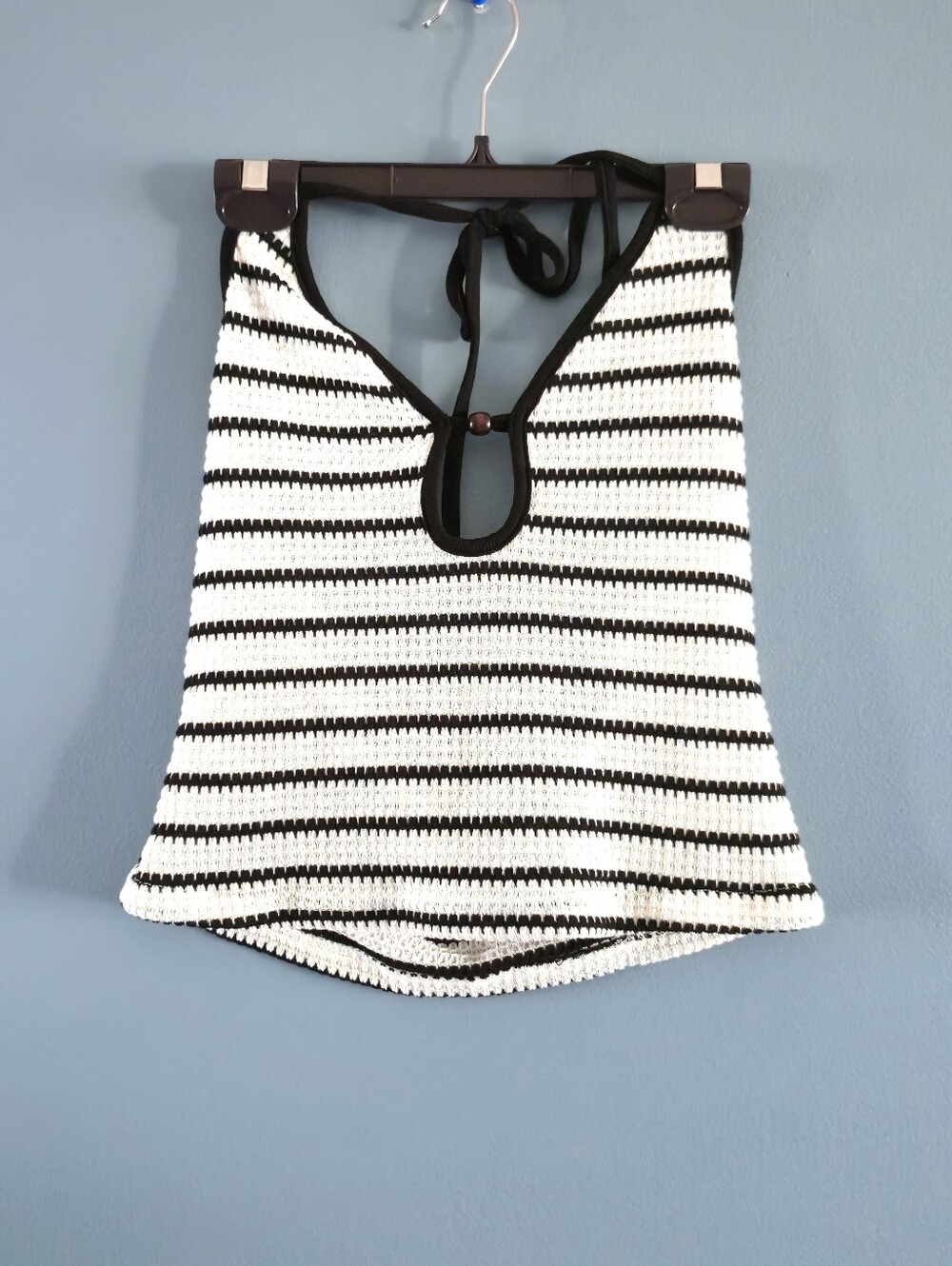 NWOT Knit Halter Top Black & White Striped Small
